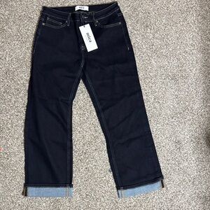 Mica Mid Rise Ankle Straight Cuffed Leg